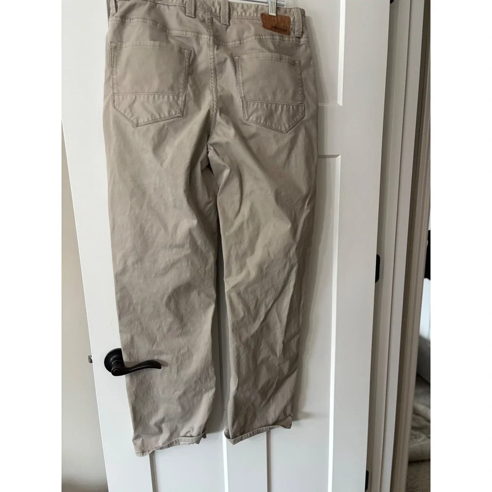 Marmot Mens Casual Outdoor Pants Size 34‎ Beige Cotton Blend Straight Leg